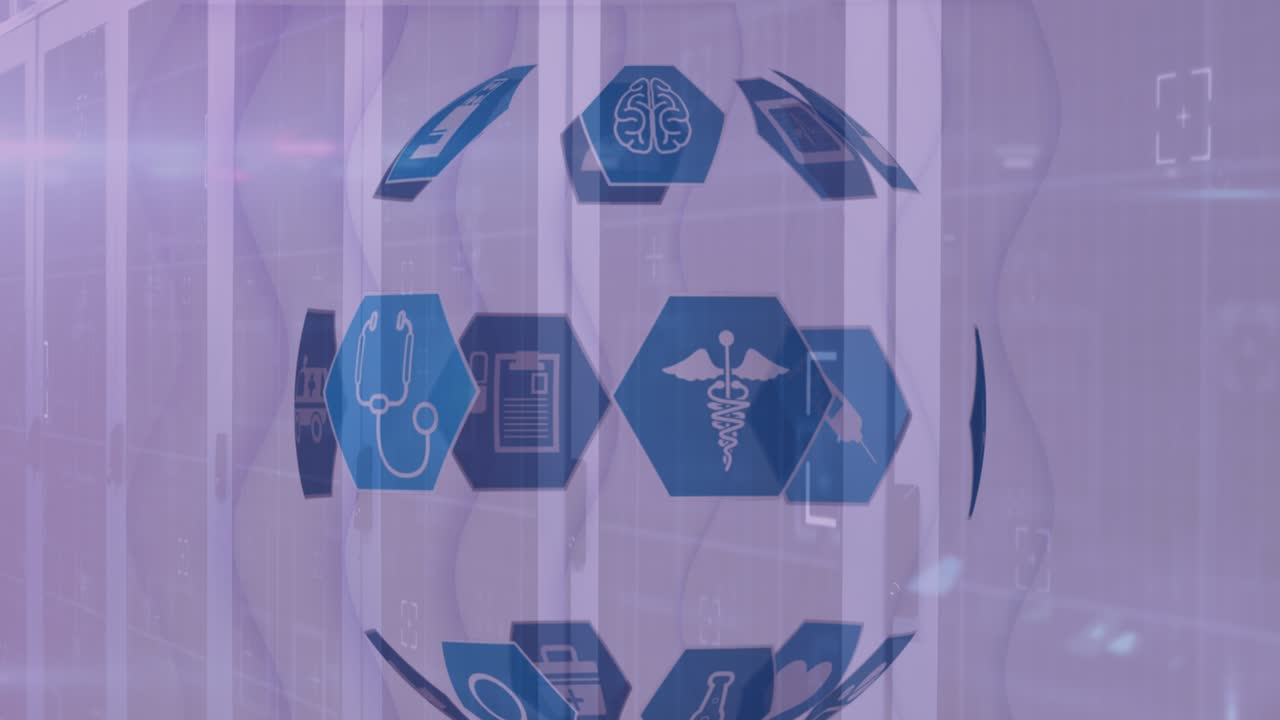 Animación de una red de conexiones con iconos sobre personas de negocios e iconos de correo electrónico en línea.