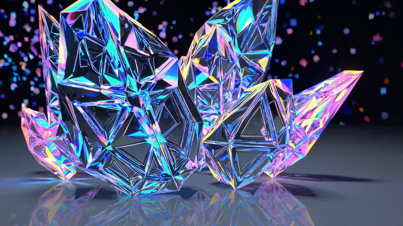 추상적인 이리데센트 크리스탈 기하학