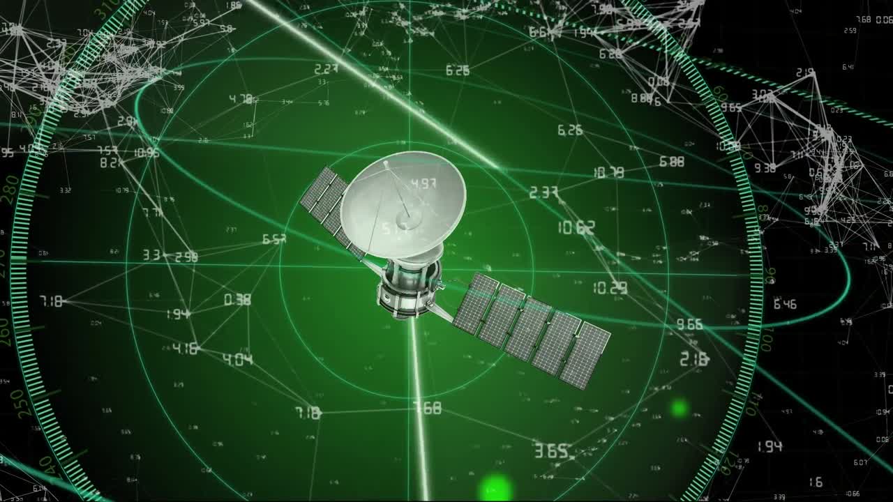 디지털 아이콘의 애니메이션 및 데이터 처리 (번호 및 위성)