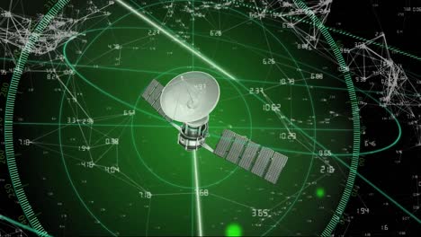 Animation-Digitaler-Symbole-Und-Datenverarbeitung-über-Zahlen-Und-Satelliten