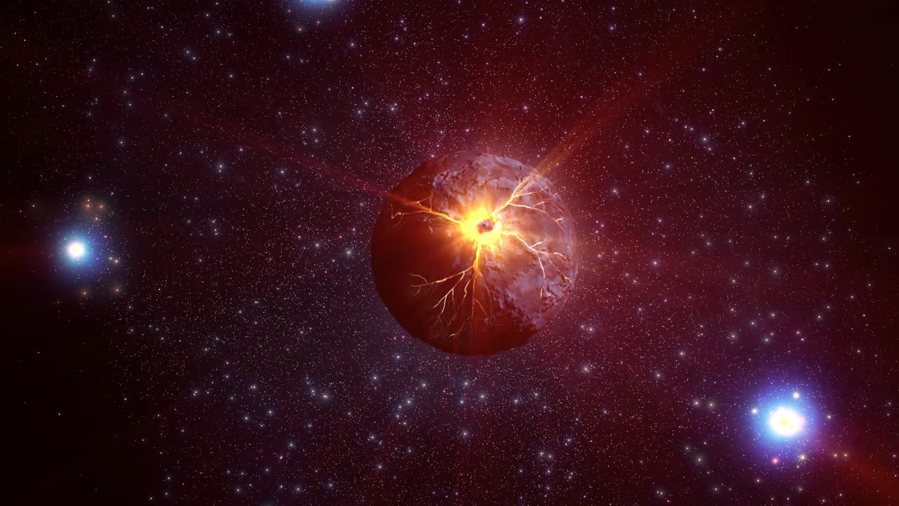 un planeta explotando en el espacio