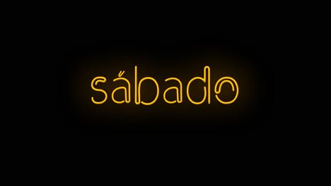 flashing orange yellow sabado sign on black background on and off with flicker