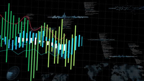 Animation-of-financial-data-processing-over-black-background