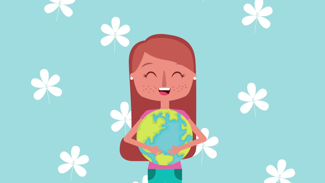 beauty young woman lifting world planet