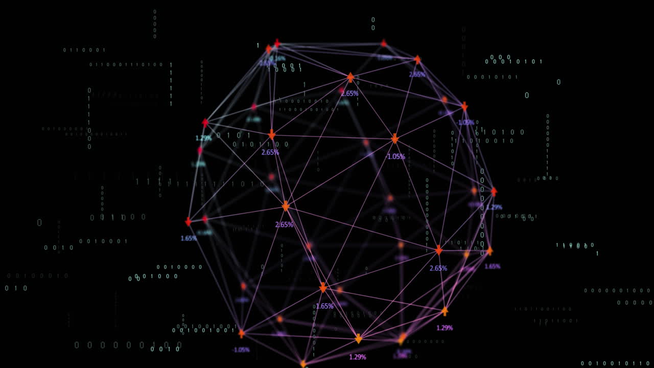 animación del procesamiento de datos y formas sobre fondo negro