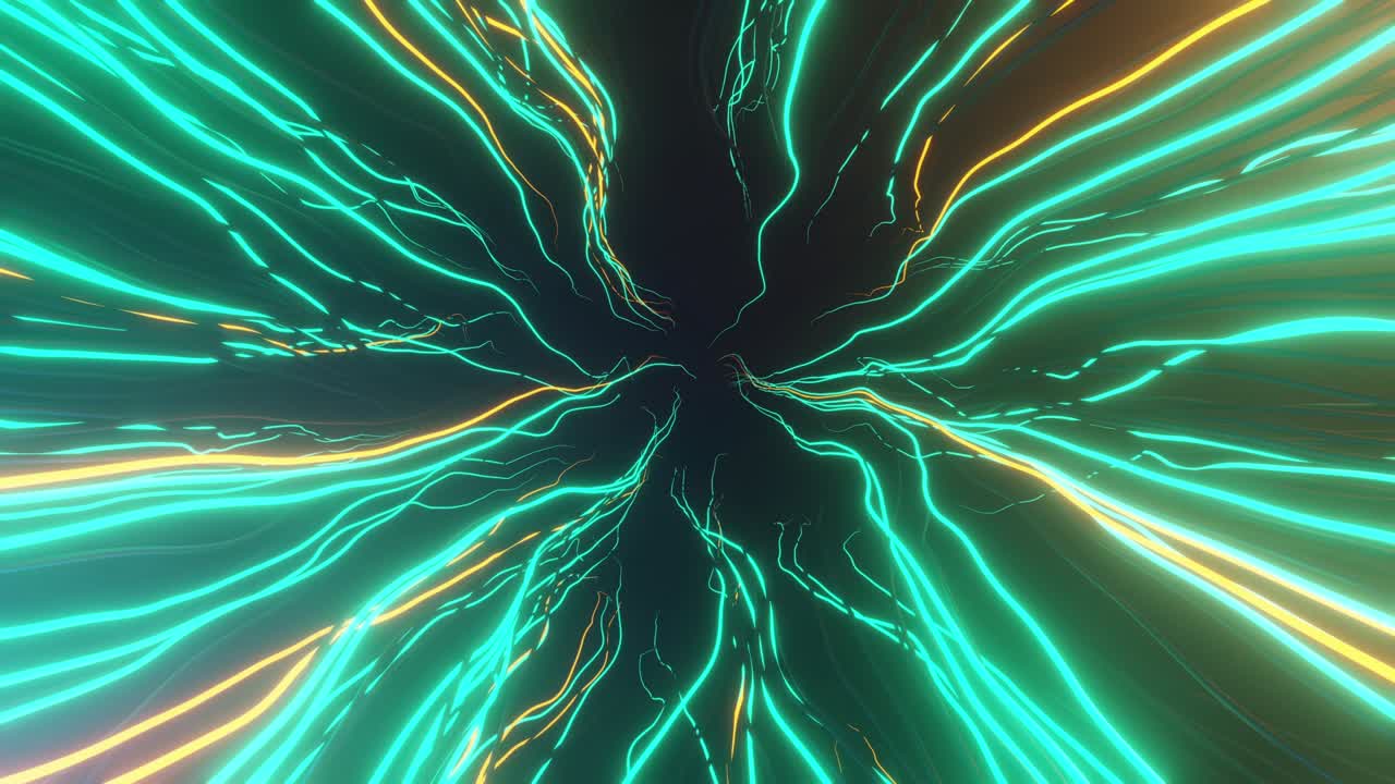 Neon strands of neurons. Artificial intelligence and machine learning concept