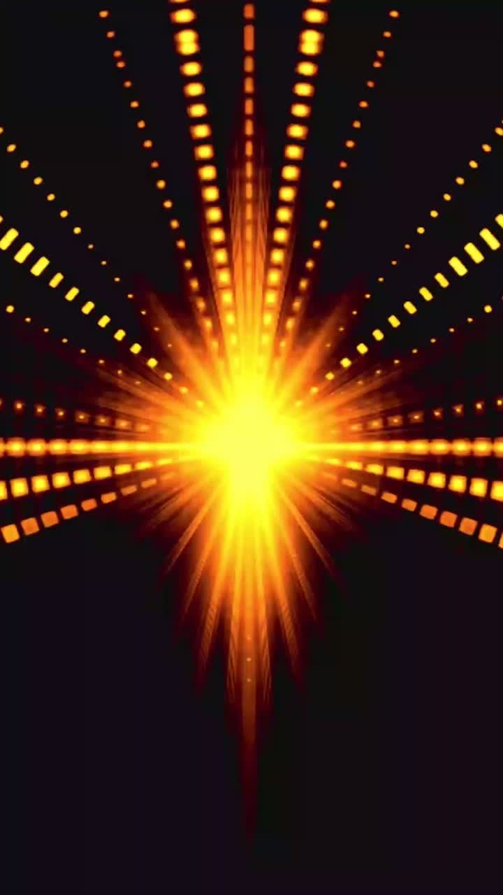Abstract Glowing Yellow Light Tunnel with Pulsating Rays