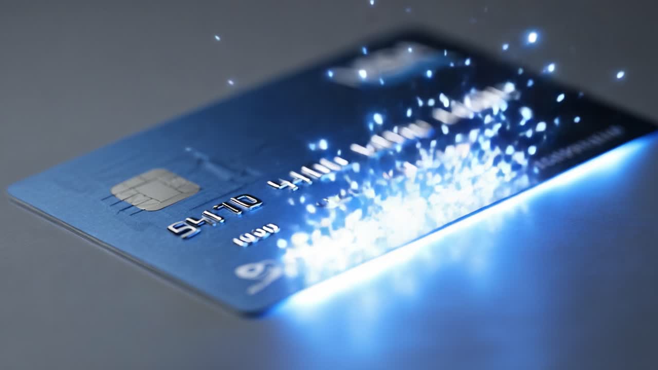 A Striking Visual Representation of a Credit Card Sparking with Energy, Highlighting Technological Innovation and Financial Transactions in a Modern Context