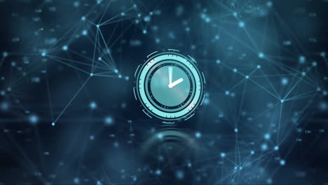animación de movimiento de reloj y red de conexiones