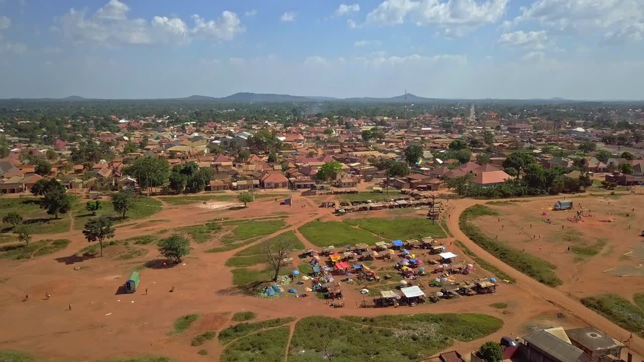 Daytime Market In Luweero Town In Uganda - Aerial Drone Shot