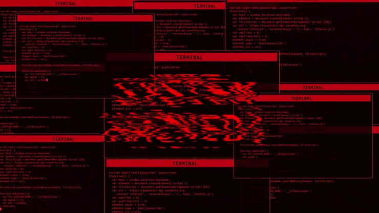 3d warning of system hacked virus cyber attack malware concept hacked hologram privacy data being