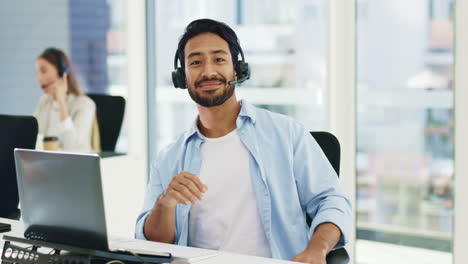 Business-man,-portrait-and-call-center