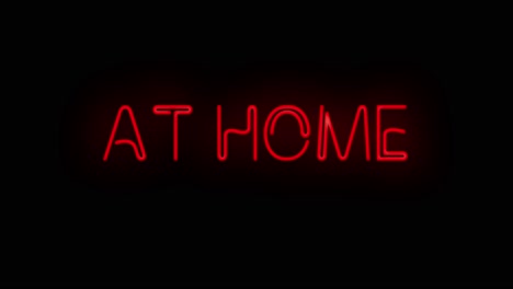 red neon 'at home' sign
