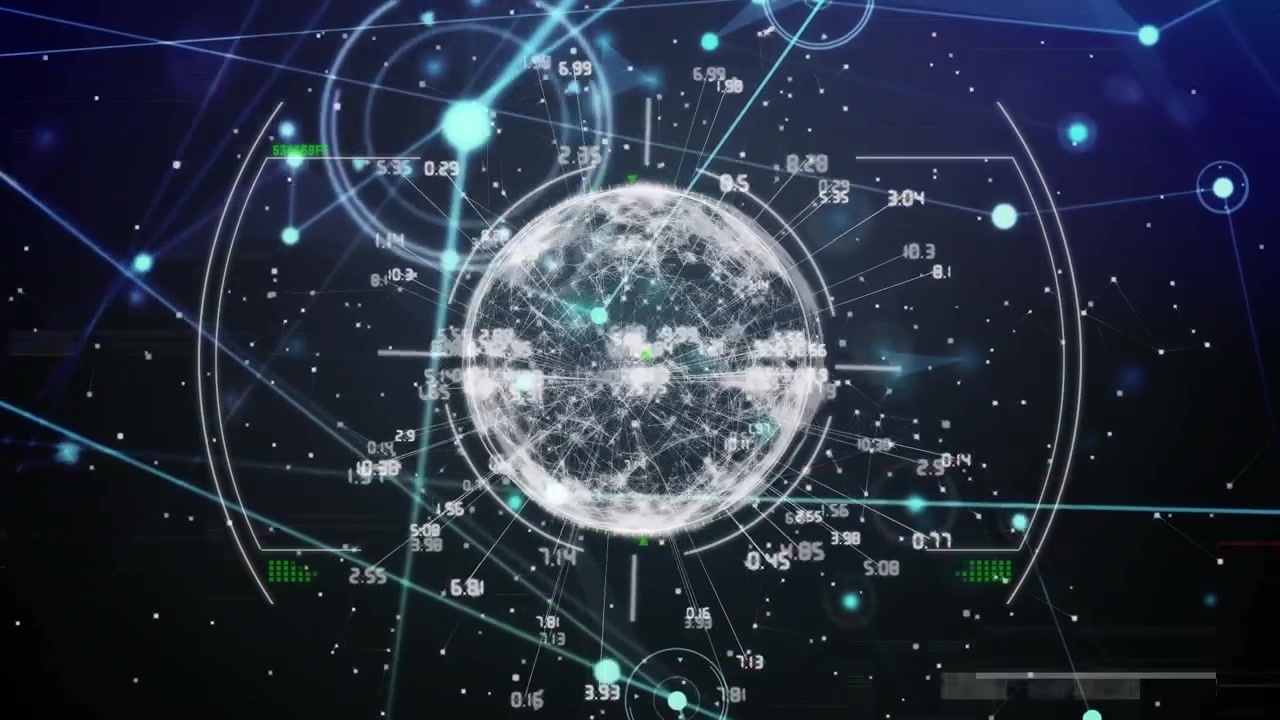 Animation of globe over network of connections and data globe
