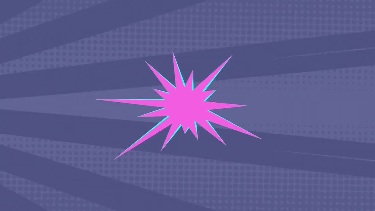 Animazione di grafica rosa su sfondo a strisce grigie