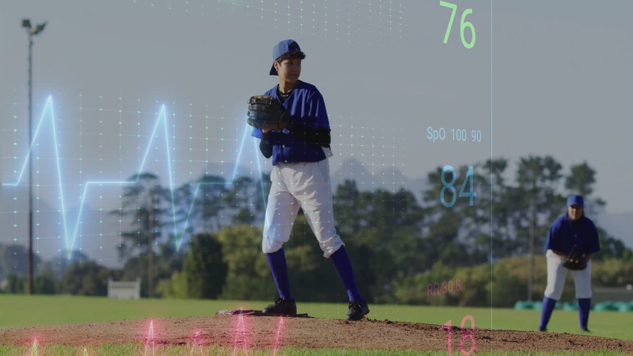 Animated data overlay showing statistics of baseball player on field