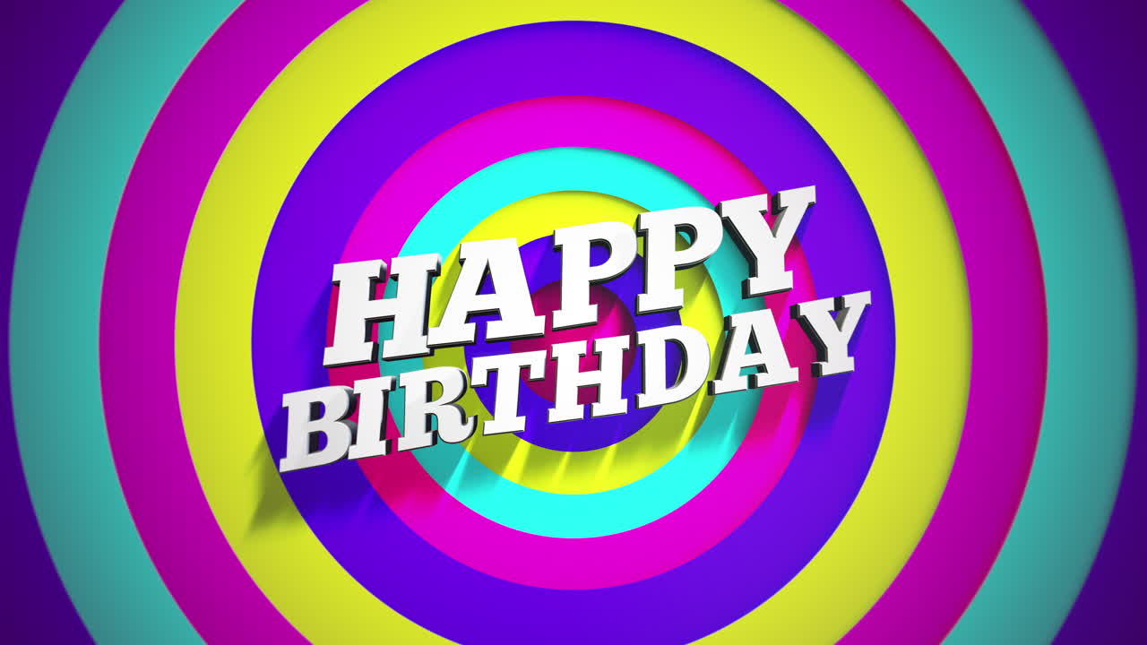 texto moderno colorido de feliz cumpleaños en el gradiente de moda del vértigo