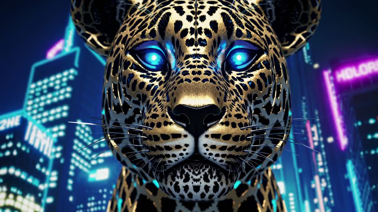 Cyberpunk Leopard in the City