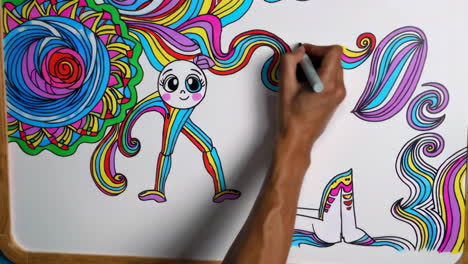 colorful drawings on whiteboard