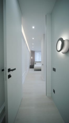 elegant hallway leading to modern bedroom