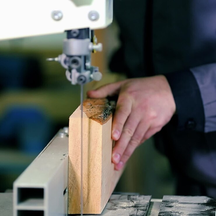 Sawing A Wooden Plank With Jig Saw