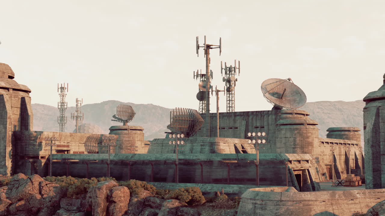 사막의 풍경 속의 미래의 포스트