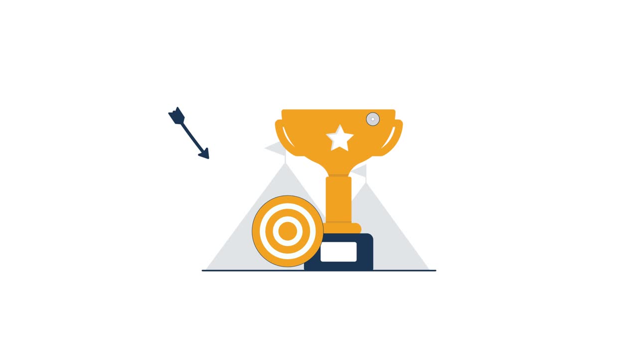 Animated Trophy and Target Symbolizing Success and Achievement