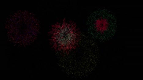 animation of colourful fireworks exploding on black background
