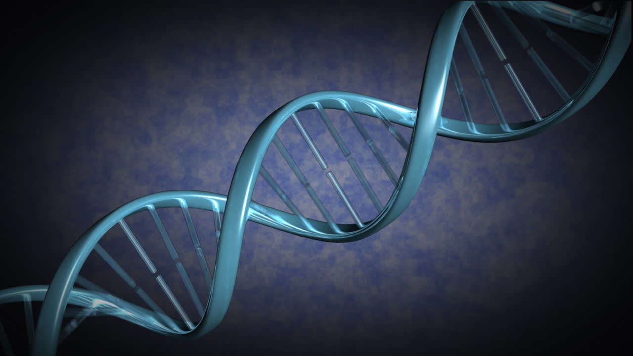 una cadena de adn gira a medida que la cámara se mueve a lo largo de ella