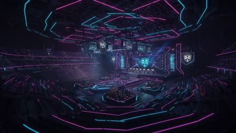 illuminated arena featuring modern gaming technology with vibrant led lighting and spectators engaged in a thrilling esports competition experience