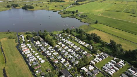 aerial view of a lakeside camping resort
