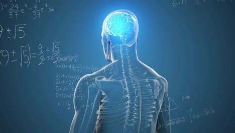 animación del cerebro digital sobre ecuaciones matemáticas