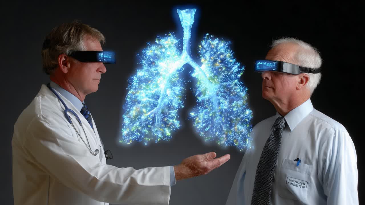 Innovative Medical Visualization Technology: A Doctor Demonstrating Interactive Lung Imaging to a Patient in an Engaging Digital Health Experience