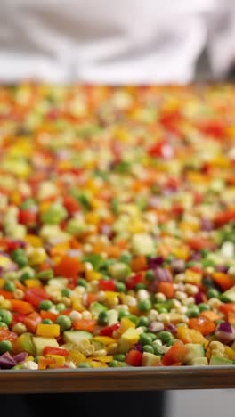 chef preparing a colorful mixed vegetable salad