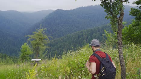 walking in the forest.