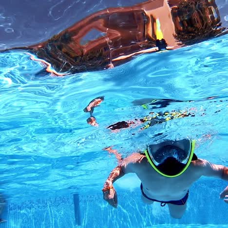 happy boy underwater
