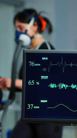 medical monitor displaying vital signs during exercise performance testing