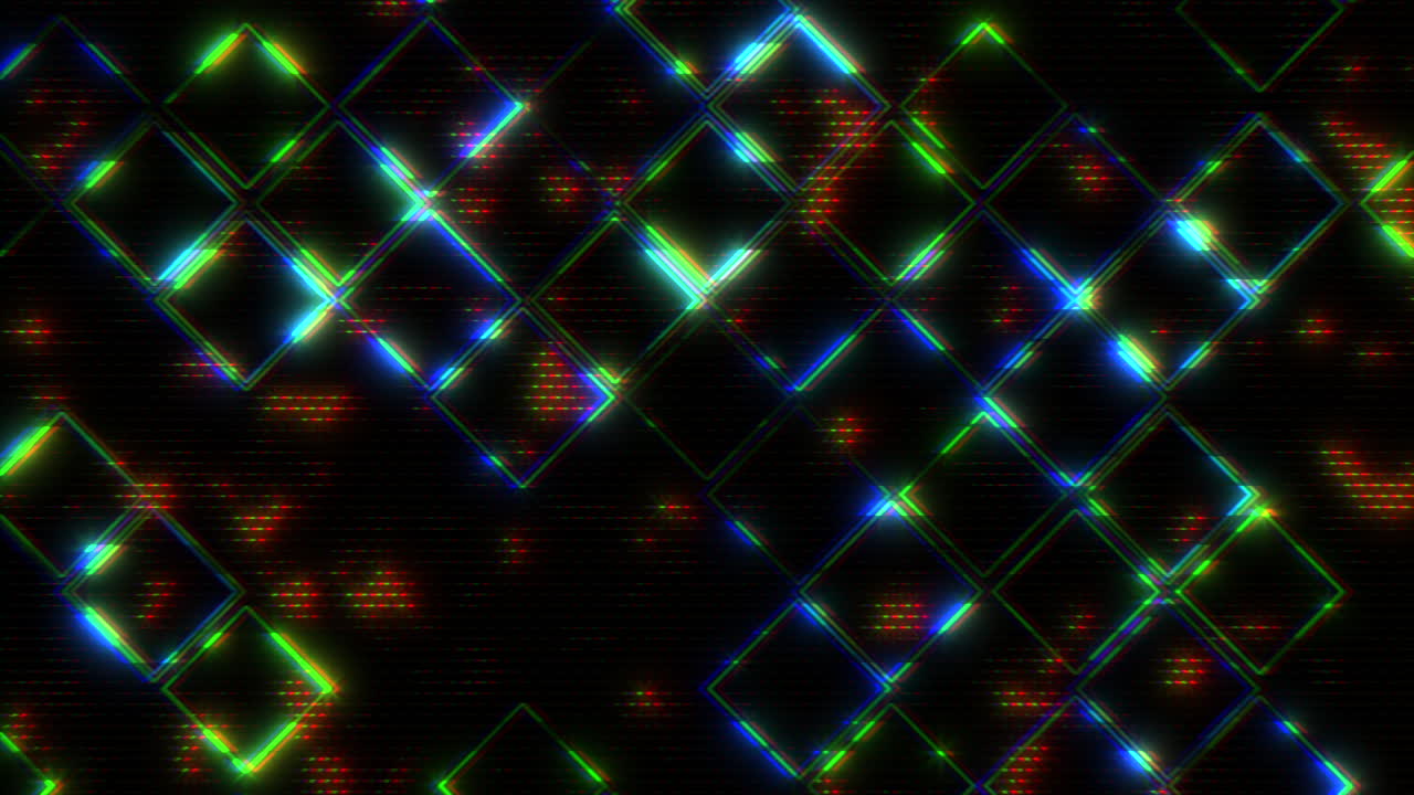 Digital and neon cubes pattern with glitch