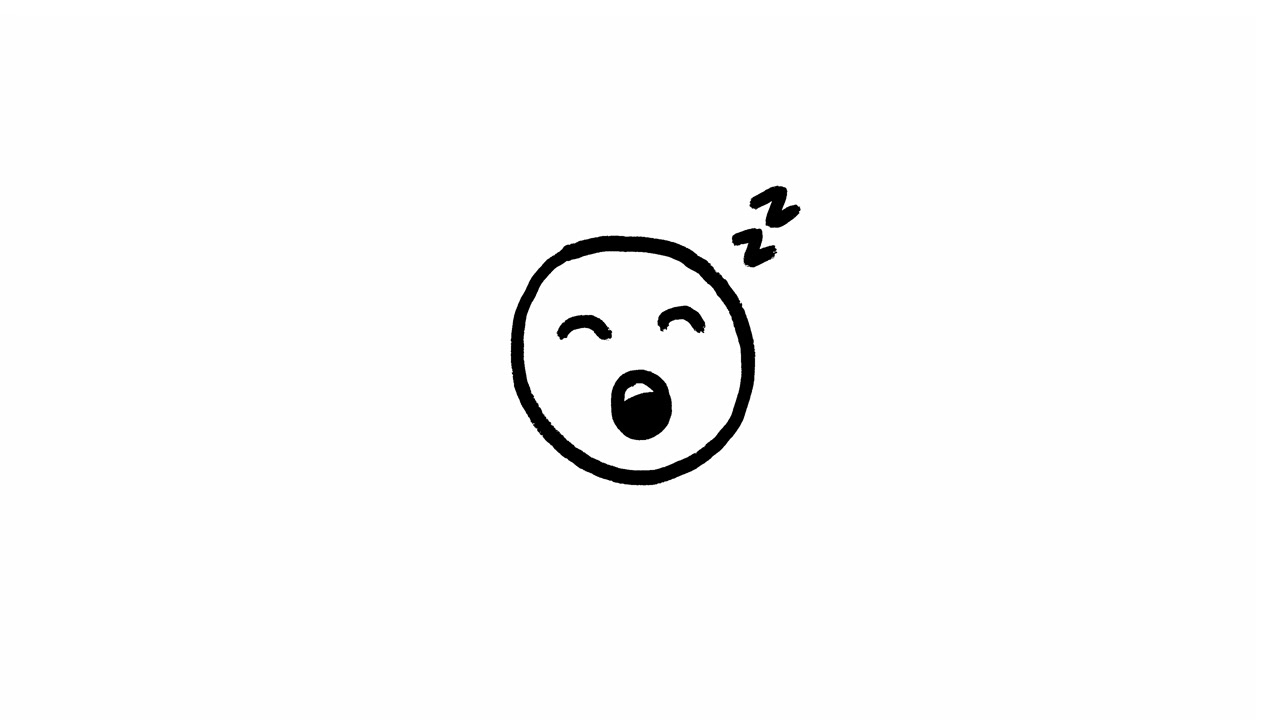Faccina emoji che dorme, animata e disegnata a mano