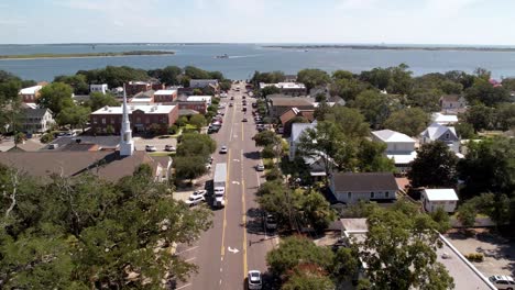 Luftaufnahme-Der-Innenstadtszene-Southport-NC,-North-Carolina