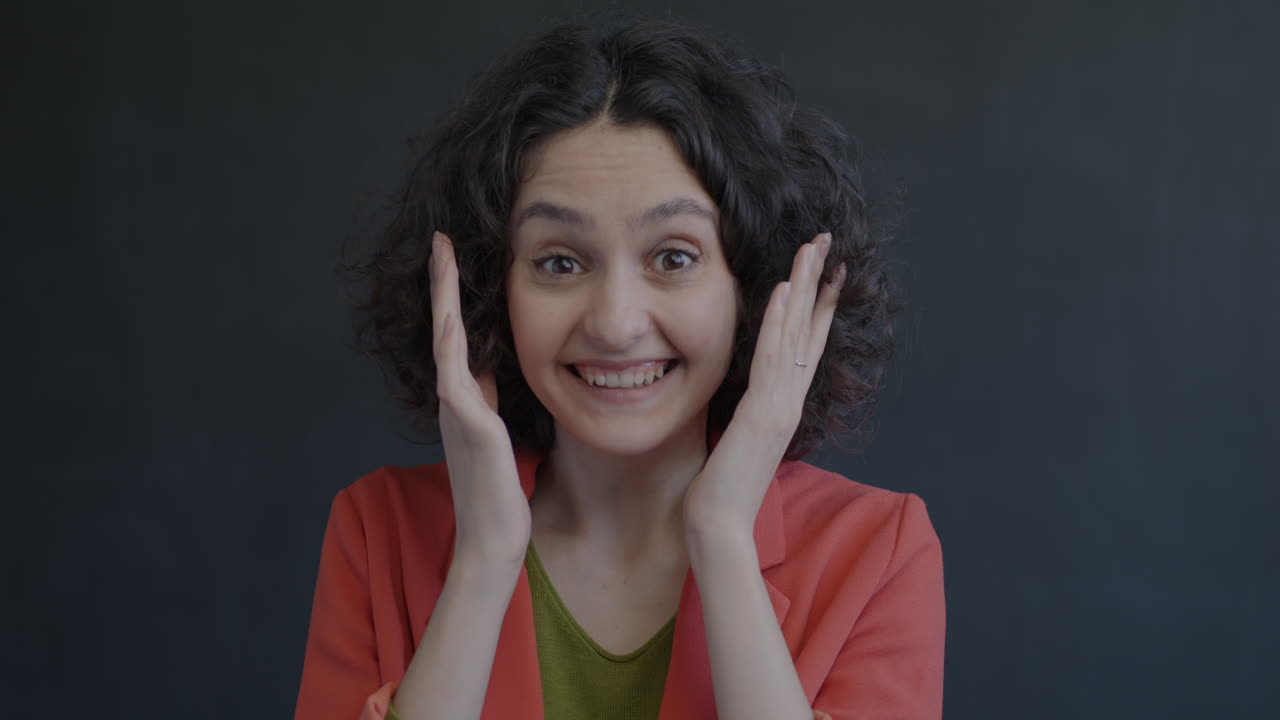 Woman Expressing Surprise and Joy