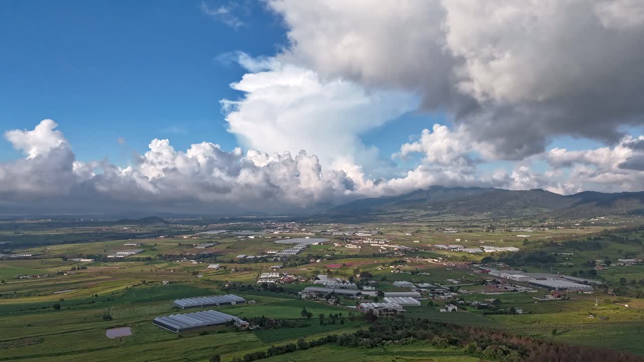 Aerial Hyperlapse Over Chignahuapan Valley, Puebla, Mexico Landscape