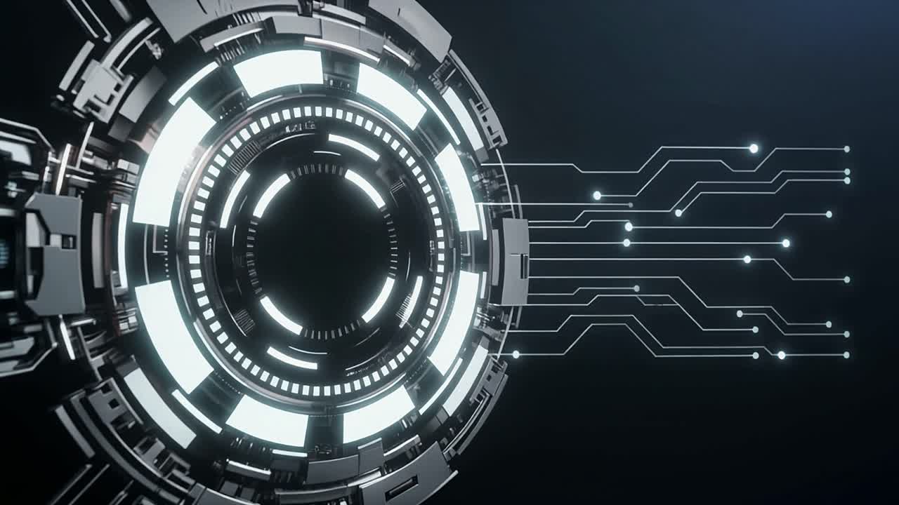 Interfaccia digitale futuristica con connessioni di circuito luminose.