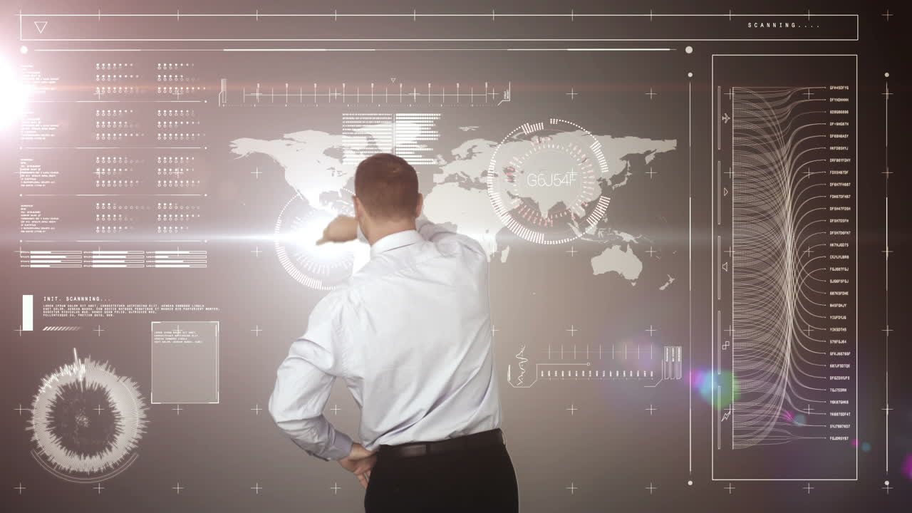 디지털 인터페이스를 사용하는 사업가