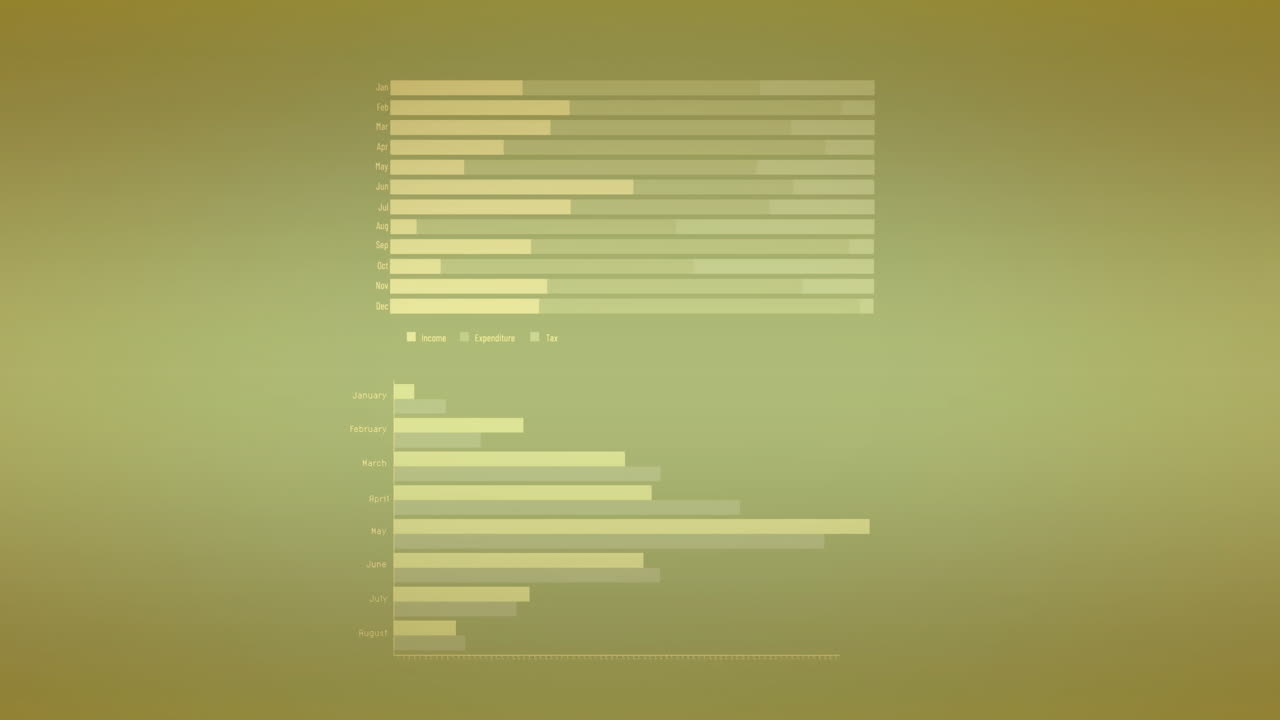 animación de diagramas y procesamiento de datos sobre fondo verde