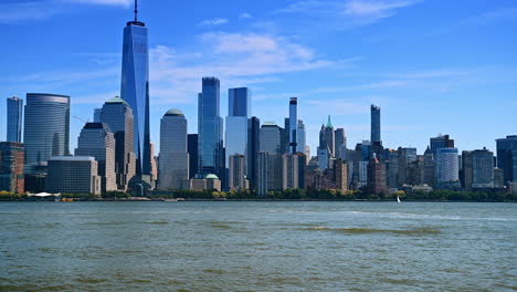 view on the gorgeous manhattan across the hudson river. midtown of new york from jersey city
