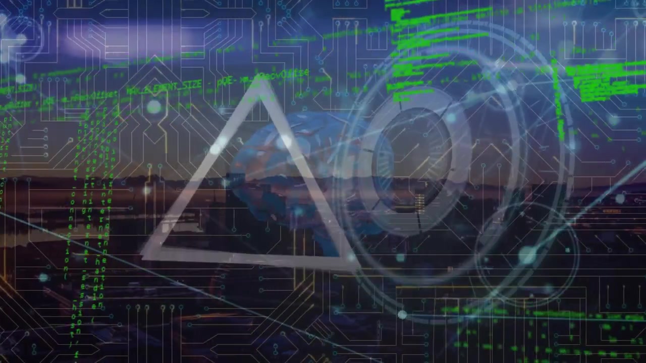 The video features a digital animation of a computer circuit board with a digital brain