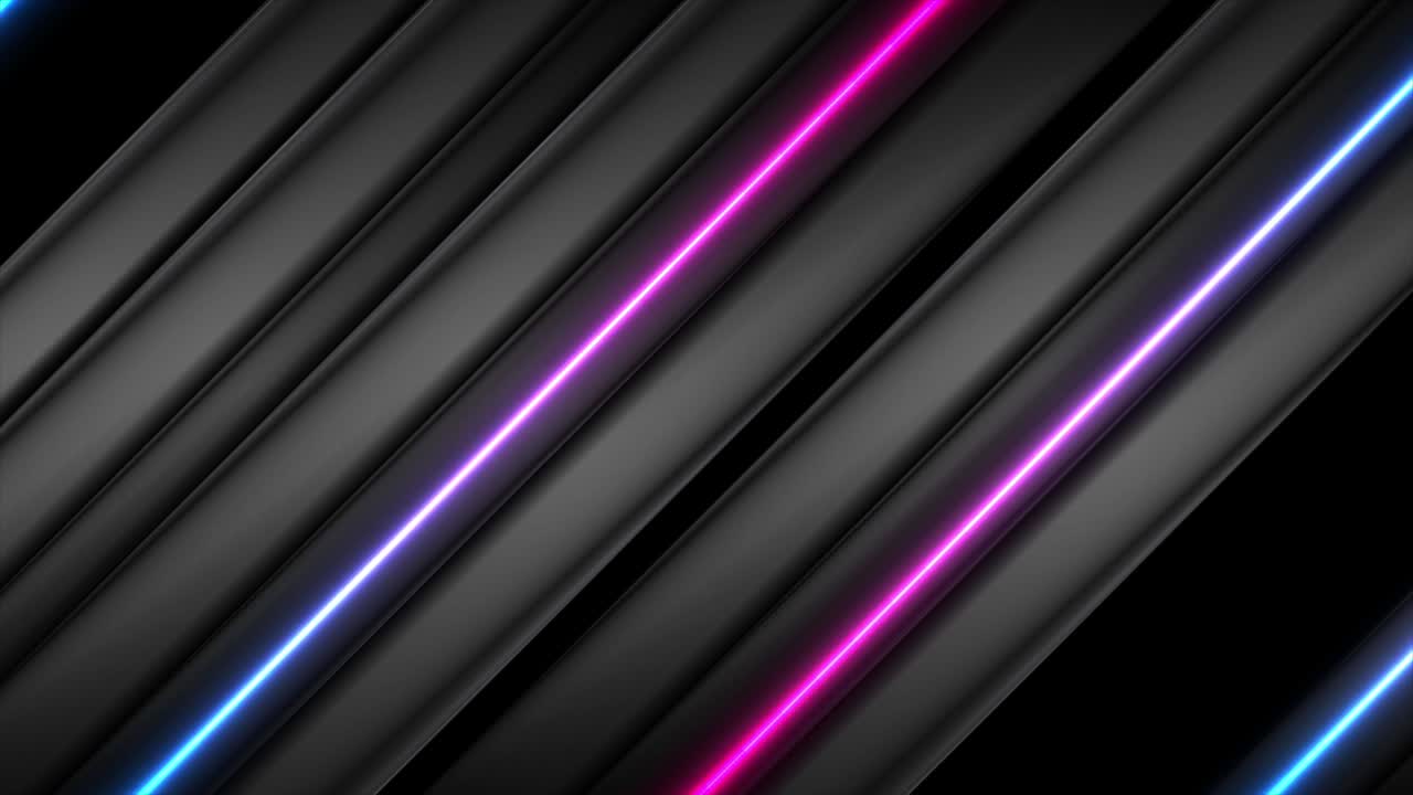 animación de video abstracta con líneas de neón azules y púrpuras