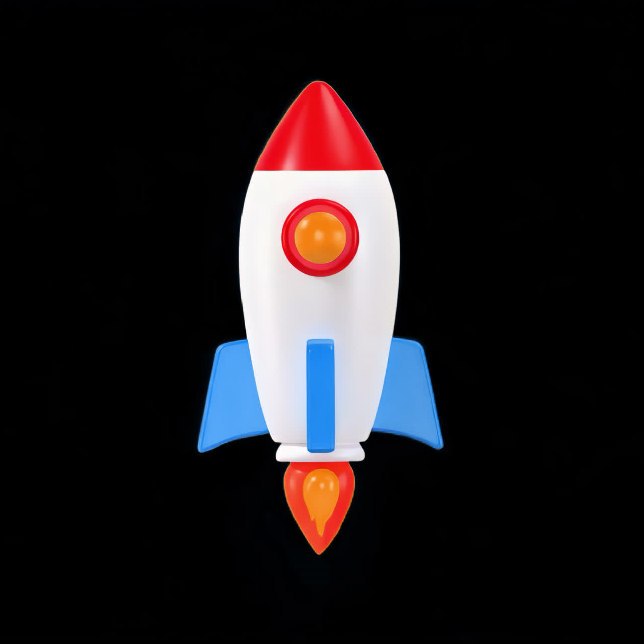 Colorful toy rocket ship animation isolated asset, transparent 4K video, alpha channel, ProRes 4444