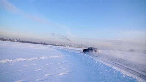 car driving on a snowy road